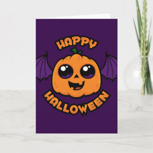 Cartão Feliz Halloween Kawaii Pumpkin Spooky Cuteness