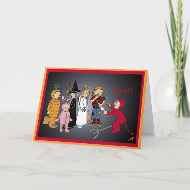 Cartão Feliz Halloween Kids, Aargh! (Frente)