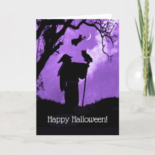 Cartão Feliz Halloween Magic Owca Bruxas de Gato