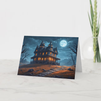 Cartão Feliz Halloween Misteriosa Casa Assombrada