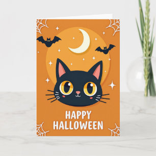 Cartão Feliz Halloween Morcegos Assustadores