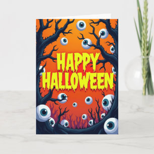 Cartão Feliz Halloween Olhos Assustadores