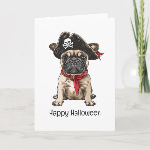 Cartão Feliz Halloween Pirate Buldogue Francês