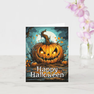 Cartão Feliz Halloween Pumpkin assustador
