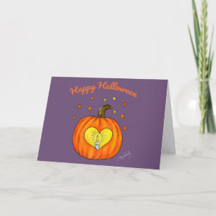 Cartão Feliz Halloween Pumpkin Heart