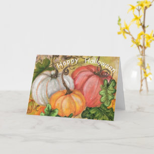 Cartão Feliz Halloween - Pumpkins - Watercolor