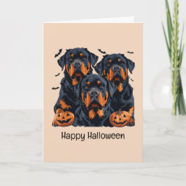 Cartão Feliz Halloween Rottweiler Cães Jack O Lanterna