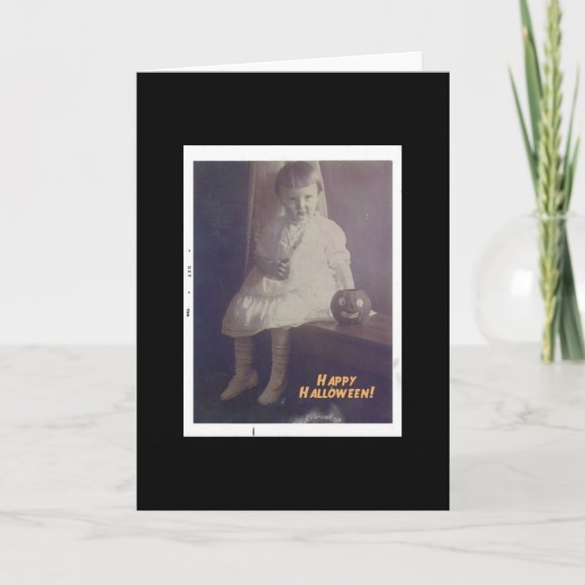 Cartão Feliz Halloween Vintage Girl (Frente)