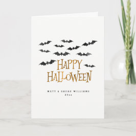 Cartão Feliz Halloween Watercolor Bats
