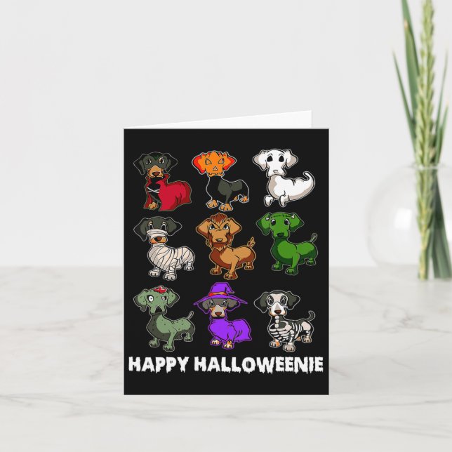Cartão Feliz Halloweenie Dachshund Dachshund Halloween Gi (Frente)