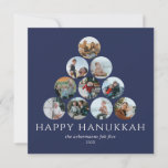 Cartão Feliz Hanukkah 10 Quadrado de Fotos Branco Azul<br><div class="desc">Não pode escolher apenas uma ou duas das suas fotos de família favoritas? Essas placas de cartões de natal planas grandes de 5, 25" x 5, 25" contêm espaços reservados para 10 de suas fotos favoritas, nome da família e ano. As fotos estão todas em forma redonda. A saudação, "Feliz...</div>