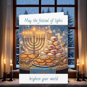 Cartão Feliz Hanukkah   Festival das Luzes