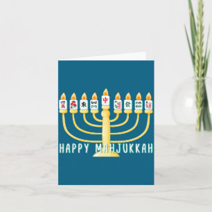 Cartão Feliz Hanukkah Mahjong Menorá Mahjukkah Chanukkah