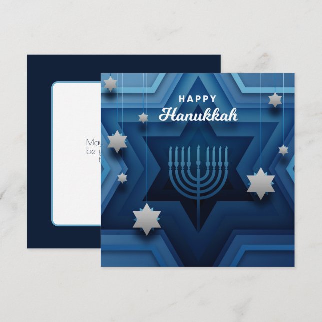 Cartão Feliz Hanukkah Menorah (Frente/Verso)