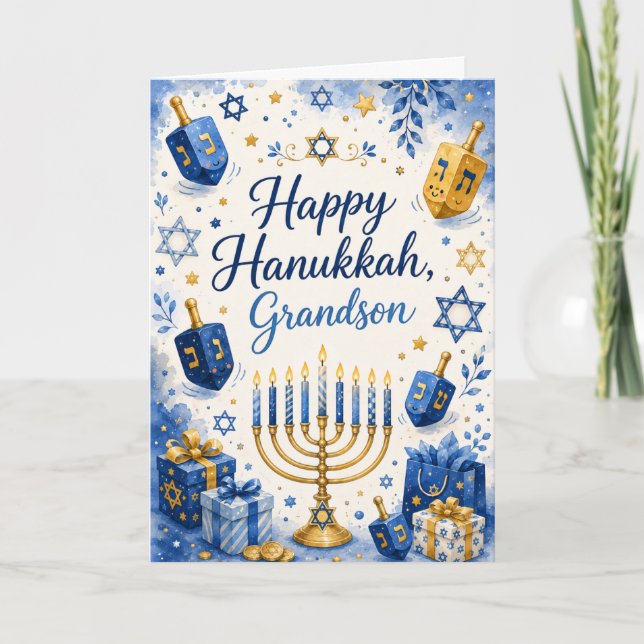 Cartão Feliz Hanukkah Neto (Frente)