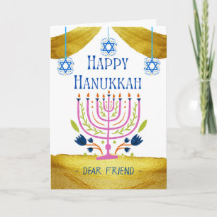 Cartão Feliz Hanukkah para um Querido Amigo, adicione um