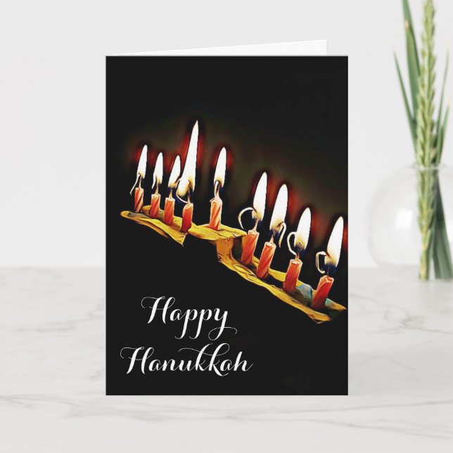Cartão Feliz Hanukkah Que você seja abençoado e seja aben (Frente)