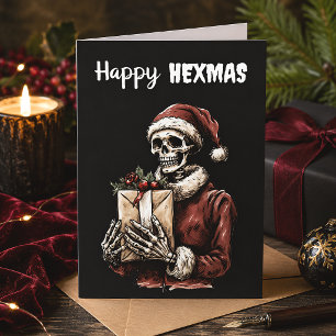 Cartão Feliz Hexmas Papai Noel Esqueleto Assustador Gótic