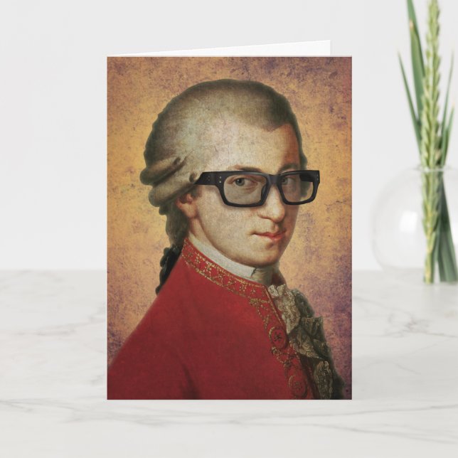 Cartão Feliz Hipster Mozart Óculos Engraçados (Frente)
