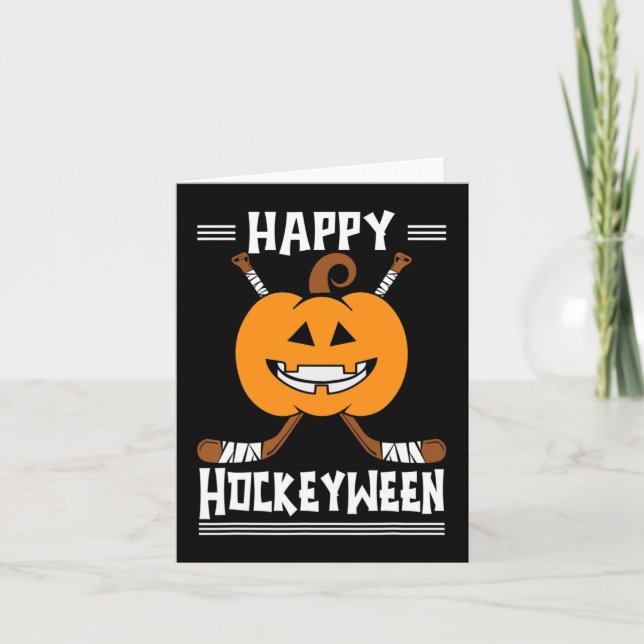Cartão Feliz Hockeybetween Halloween Ice Player and H (Frente)