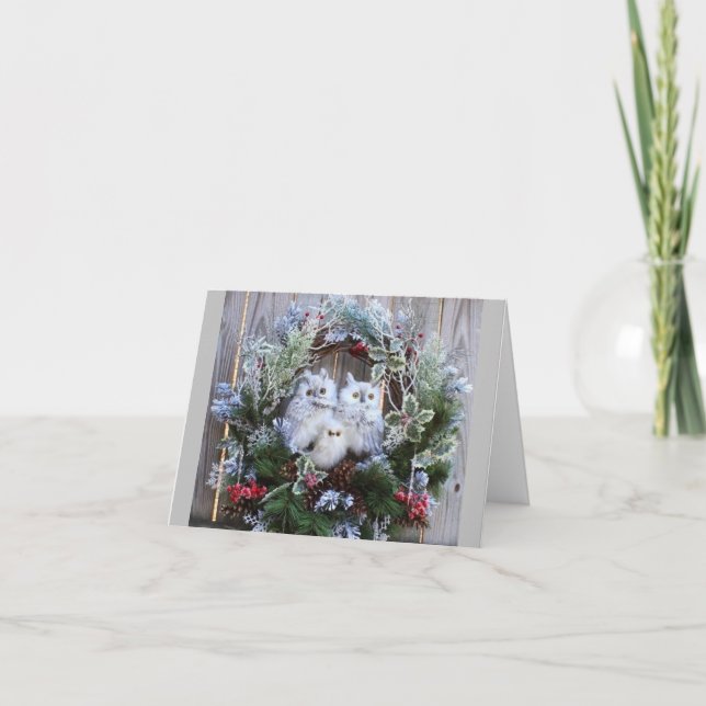 CARTÃO **FELIZ HOLIDAY** DIZ ESTE PAR DE BELAS OWLS (Frente)