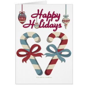 Cartão Feliz Holidays Candy Cane Heart