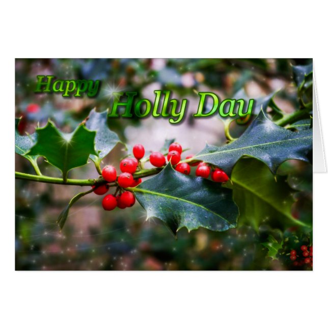 Cartão Feliz Holly Day (Frente Horizontal)