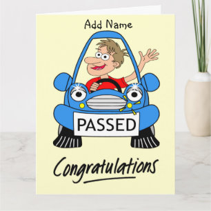 Cartão Feliz Homem Acabou De Passar Na Placa De Teste De 