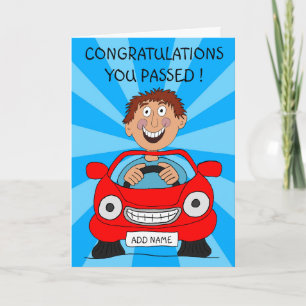 Cartão Feliz Homem Passou No Teste De Condução