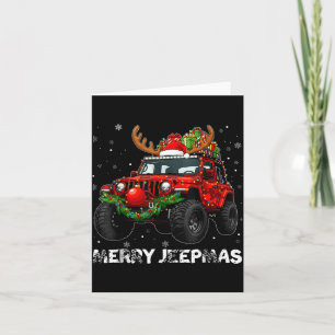 Cartão Feliz Jeepmas Rena de Natal Feia Iluminada 