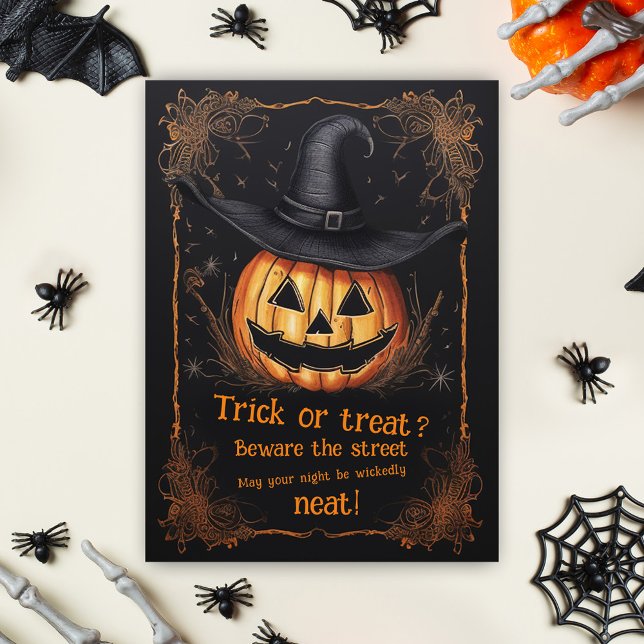 Cartão Feliz Jogo De Halloween Ou Saudação De Tratamento (Funny Halloween Quote Trick Or Treat Greeting Card)