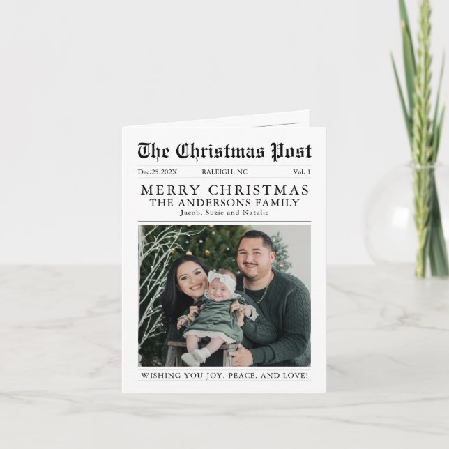 Cartão Feliz jornal de Natal Ano em Revisão Foto (Frente)