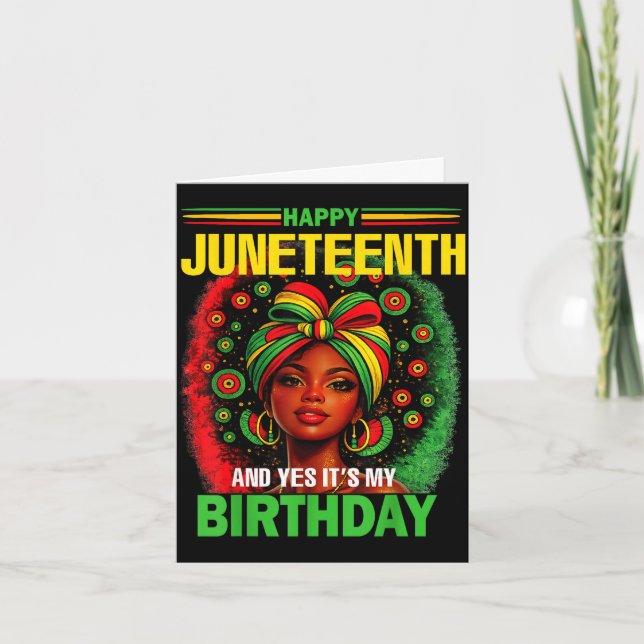 Cartão Feliz juneteenth e sim é meu aniversário 19 de jun (Frente)