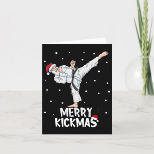 Cartão Feliz Kickmas Karate Papai Noel Artes Marciais Chr