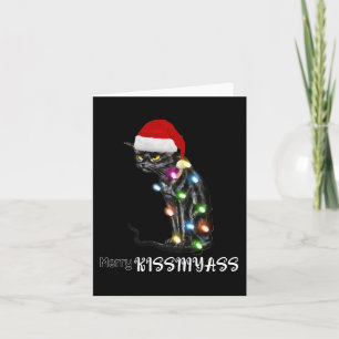 Cartão Feliz Kissmyass Diversão de Natal de Gato Luzes 2