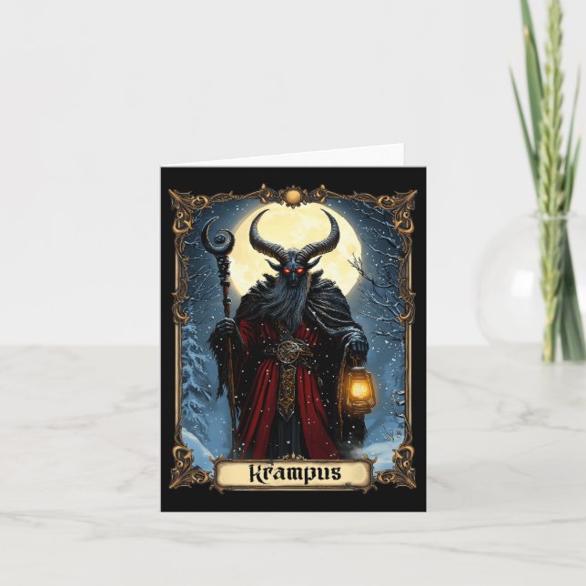 Cartão Feliz Krampus Tarot Card Natal Horror Feio Swe (Frente)