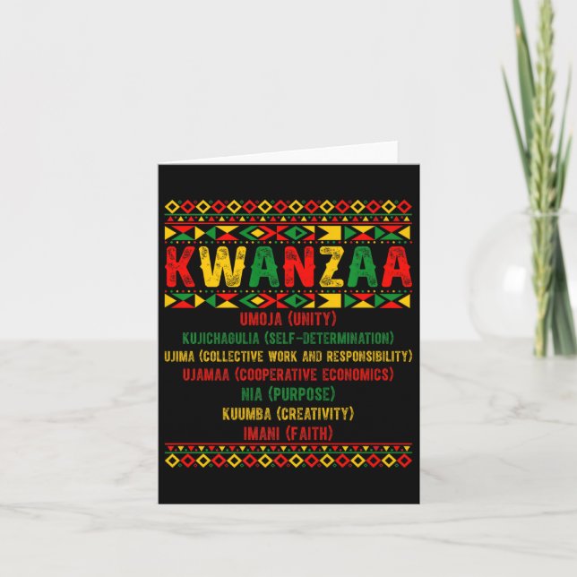 Cartão Feliz Kwanzaa Camisa Kinara Princípios Velas Panel (Frente)