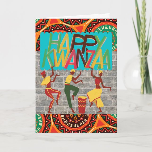 Cartão Feliz Kwanzaa Joyful Celebração com dança (Frente)