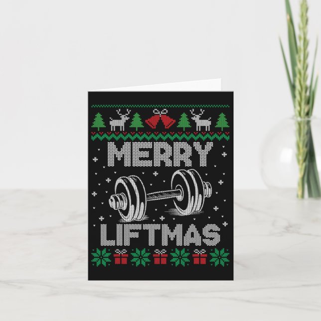 Cartão Feliz Liftmas Engraçado Malhação de Workout de Nat (Frente)