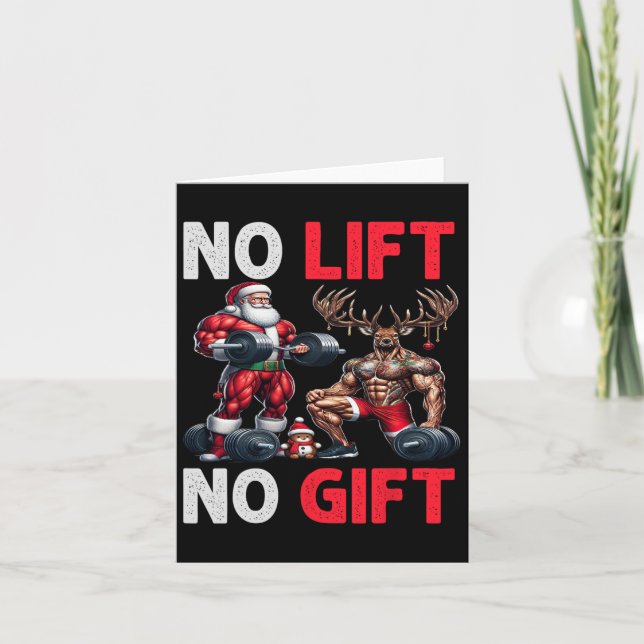 Cartão Feliz Liftmas Papais noeis Musculares Arranjo de X (Frente)