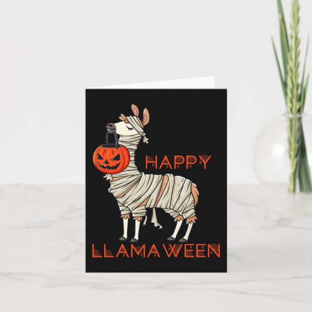 Cartão Feliz Llamaentre Diversão Halloween Llama Meninas  (Frente)