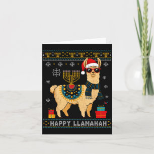 Cartão Feliz Llamakah Camisa de Hanukkah Feia e Divertida