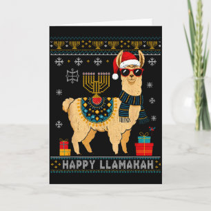 Cartão Feliz Llamakah Engraçado Camiseta Feia de Hanukkah