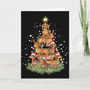 Cartão Feliz Lobo Natal Patas Feriados Dachshund Árvore A