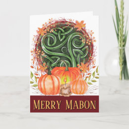 Cartão Feliz Mabon Celtic Triskelion Queda Pumpkins