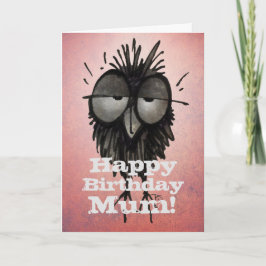 Cartão Feliz Mãe de aniversário! Mãe de Coruja com Sono E