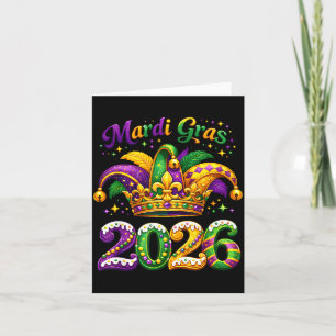 Cartão Feliz Mardi Gras 2026 Chapéu de Bobo New Orleans H