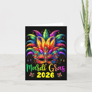 Cartão Feliz Mardi Gras 2026 Chapéu de Bobo Nova Orleans