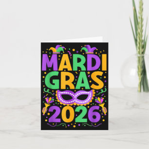 Cartão Feliz Mardi Gras 2026 Fantasia Nova Orleans Combin