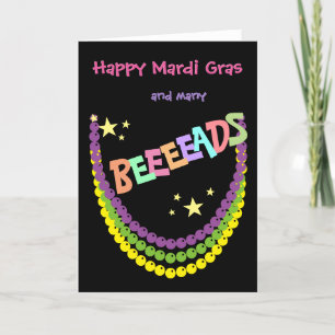 Cartão Feliz Mardi Gras e muitas Beeads
